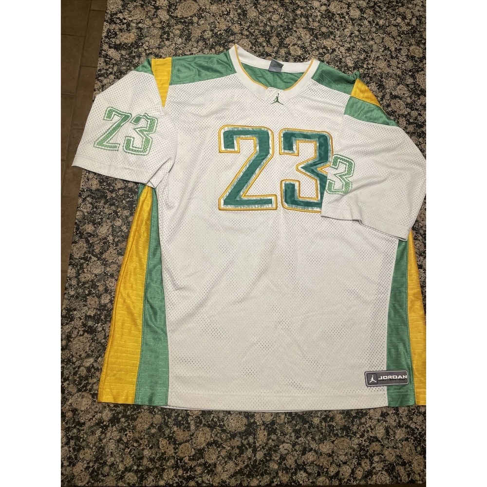 Jordan Authentic Sports Products‎ White/Green 23 Football Style Jersey Size XXL